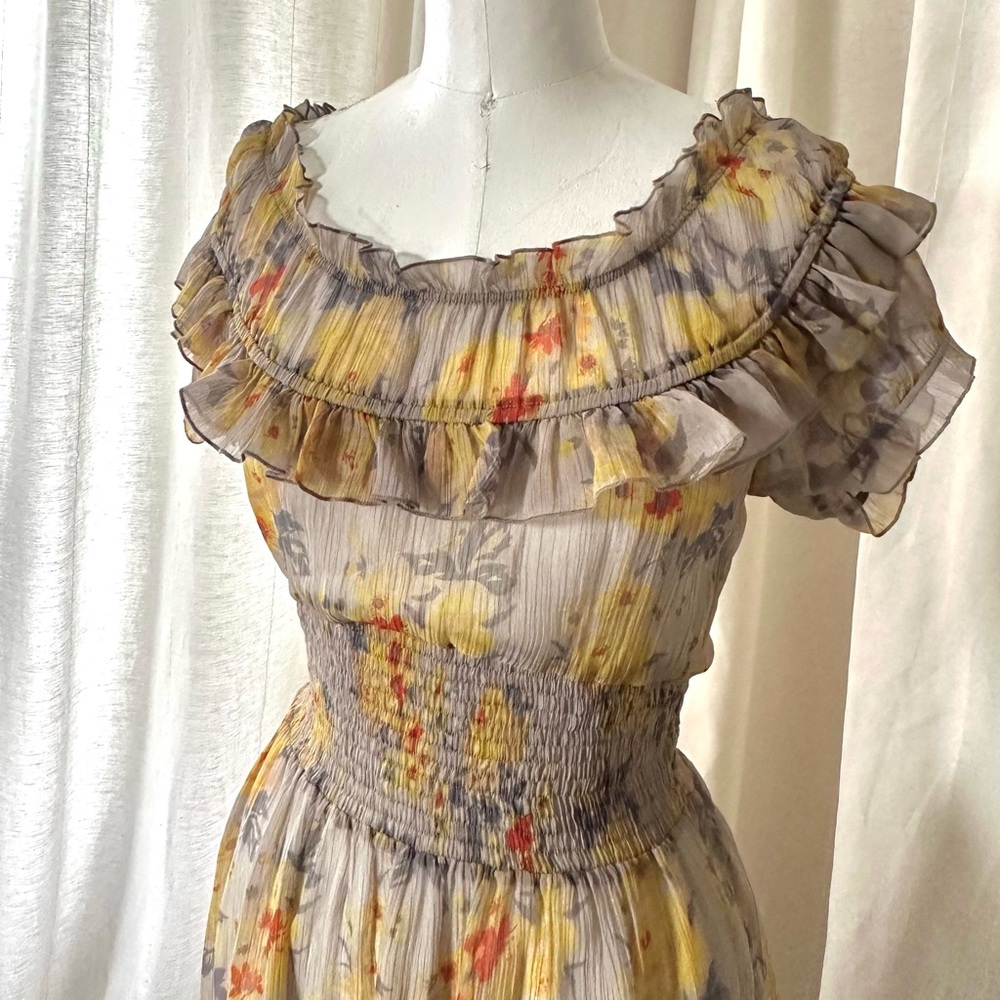 ASOS Sheer Floral Ruffle Dress - Picture 4 of 7